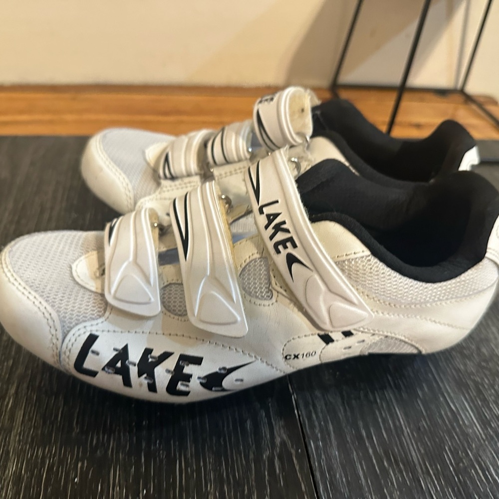 Black and White Athletic Cycling Shoes with Velcro Straps